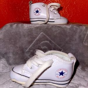 Baby white leather converse